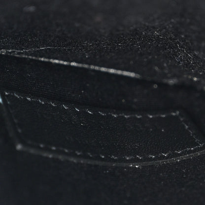 Saint Laurent Calfskin Crocodile Embossed Uptown Monogram Pouch Black 7 of 7