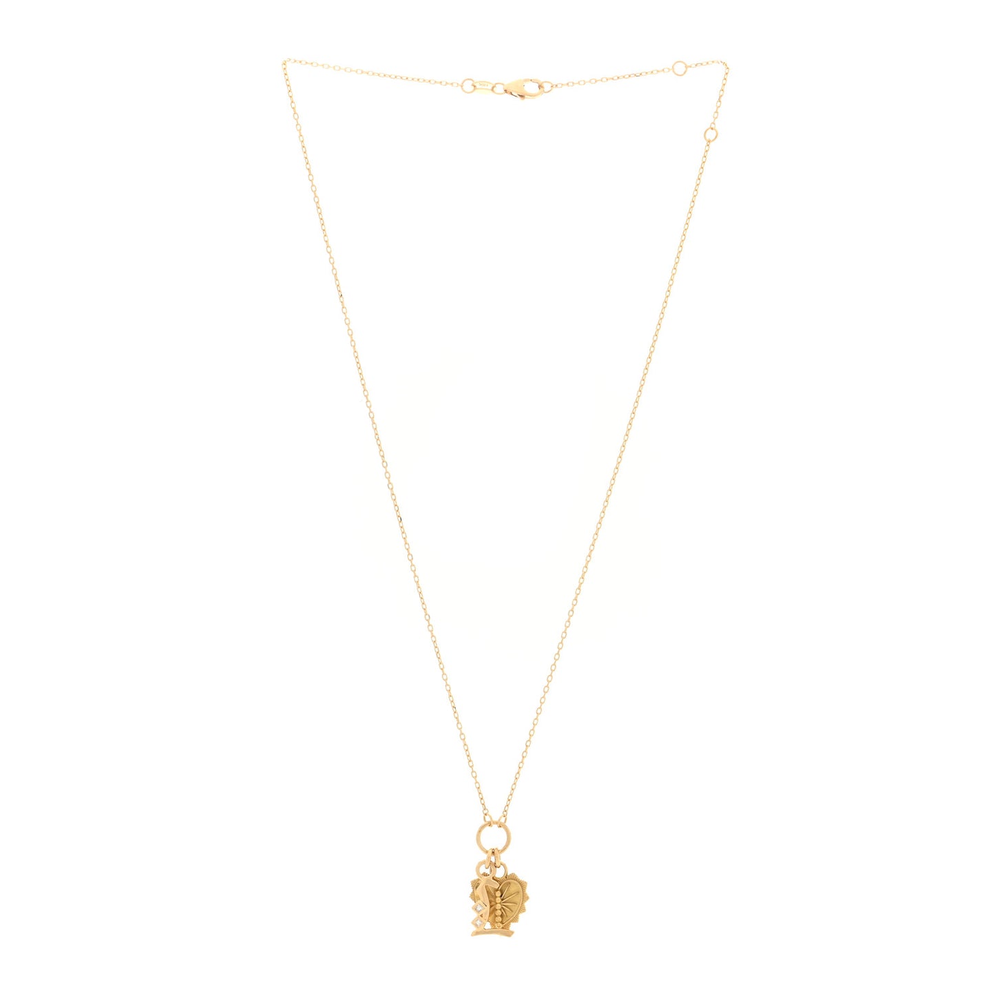 18K Yellow Gold Diamond True Love Reflection Initial L Drop Pendant Necklace