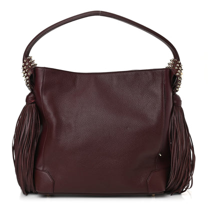 Christian Louboutin Empire Calf Spikes Fringe Eloise Hobo Bordeaux 1 of 12