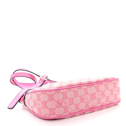 Gucci X PALACE GG Supreme Monogram Palace Textured Dollar Calfskin Shoulder Bag Pink Pale Rose Palace 4 of 9