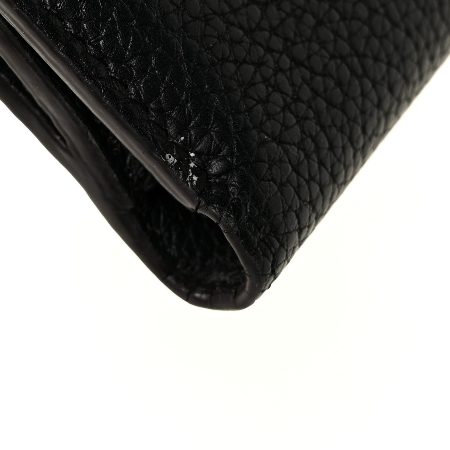 Grained Calfskin Monogram Double V Compact Wallet Black