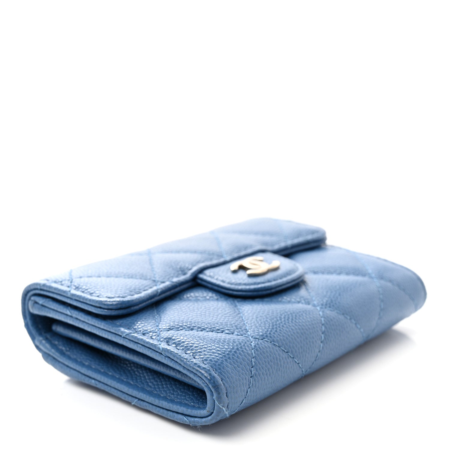 Chanel Caviar Quilted Flap Card Holder Wallet Blue 4 of 9