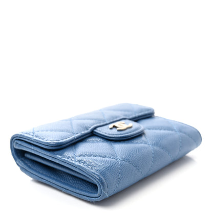 Chanel Caviar Quilted Flap Card Holder Wallet Blue 4 of 9
