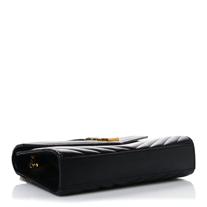 Saint Laurent Grain De Poudre Matelasse Chevron Medium Monogram Satchel Black 4 of 9