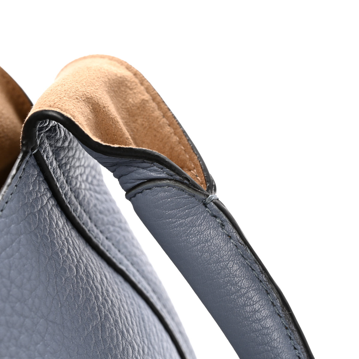 Grained Calfskin Softbit Medium Shoulder Bag Dusty Blue