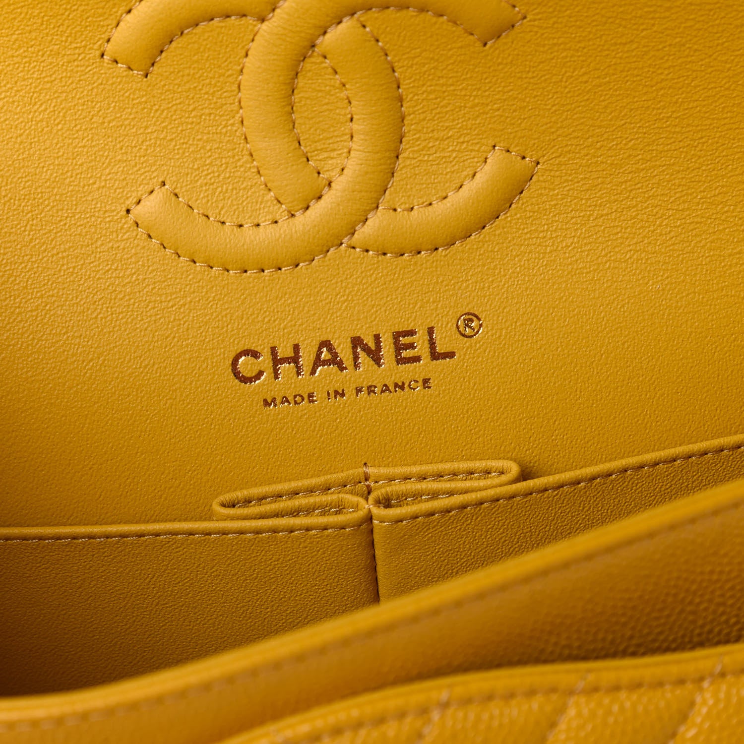 Chanel Caviar Chevron Quilted Small Double Flap Yellow 8 of 11