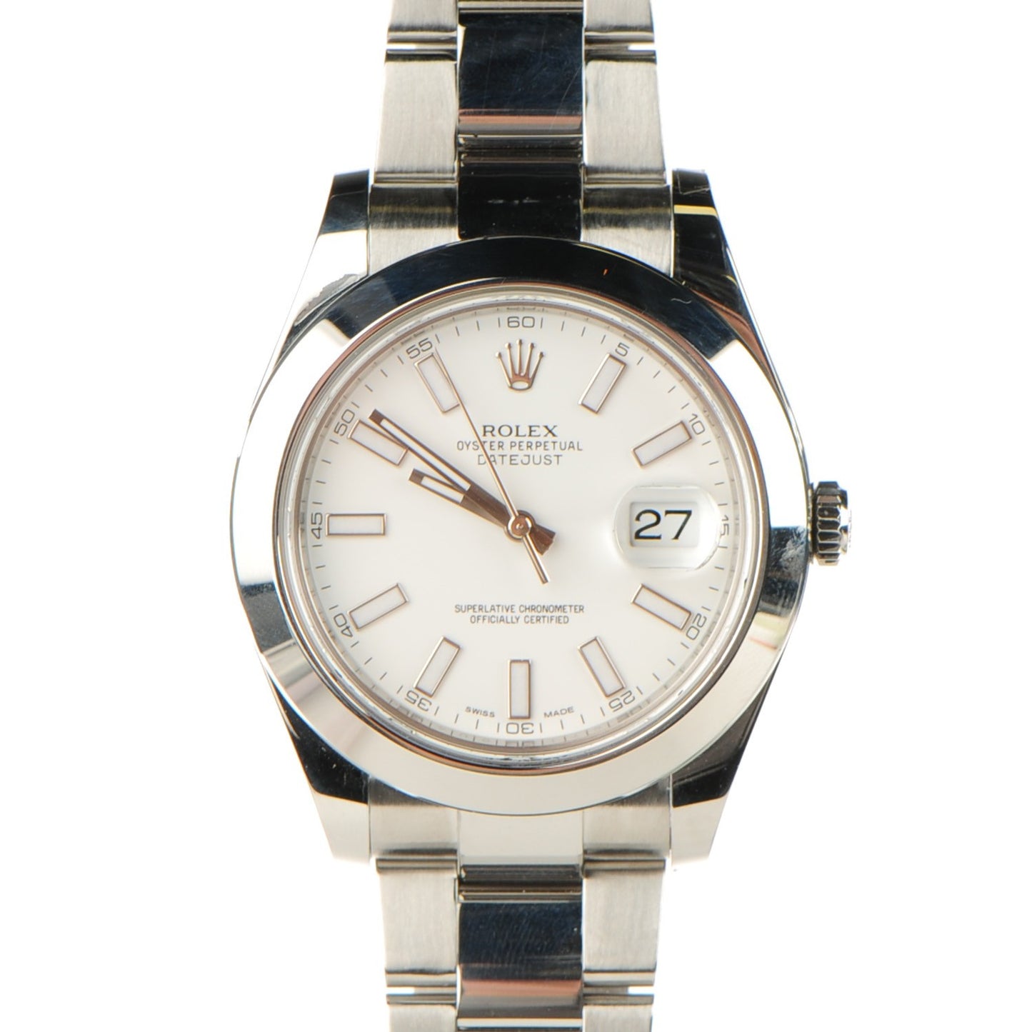 Stainless Steel 41mm Oyster Perpetual Datejust Watch White 126300