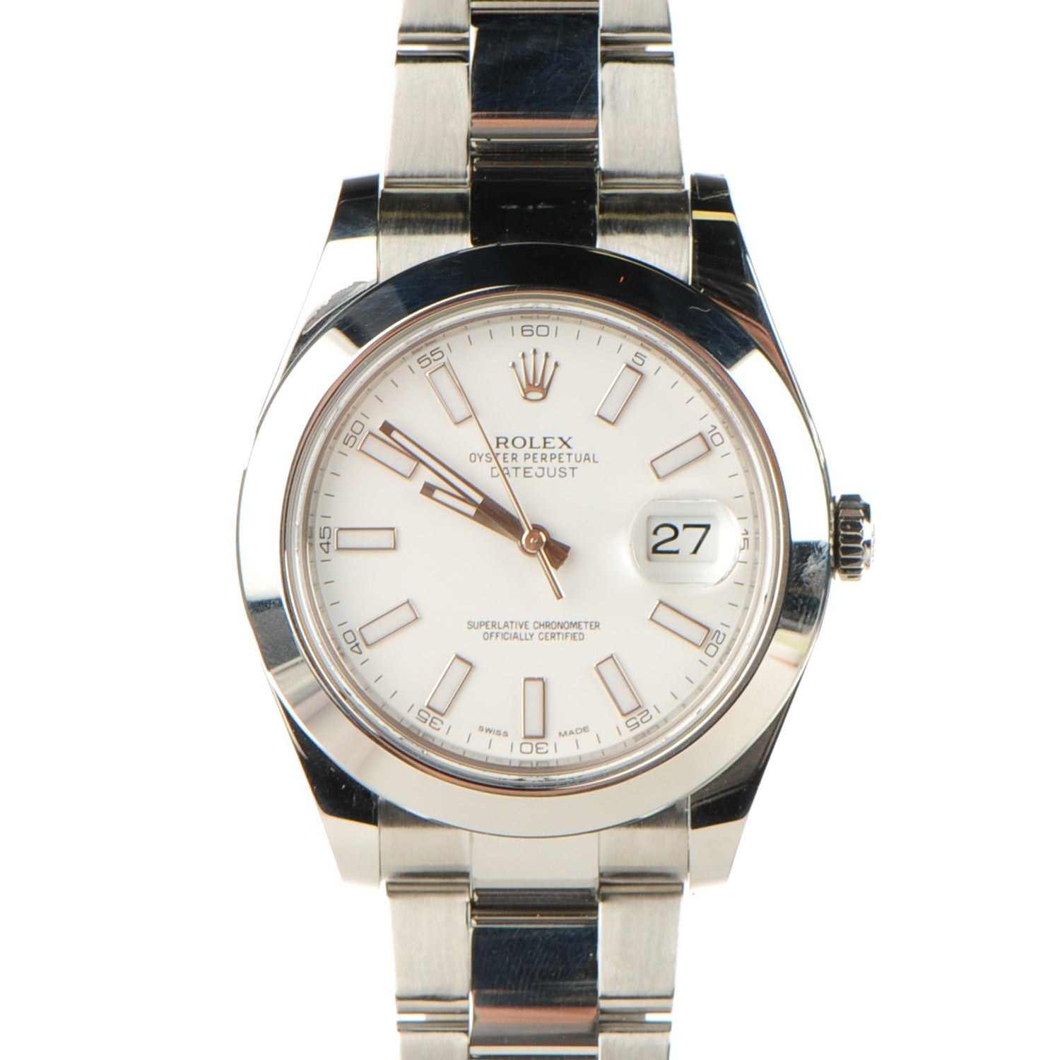 Rolex Stainless Steel 41mm Oyster Perpetual Datejust Watch White 126300 1 of 5