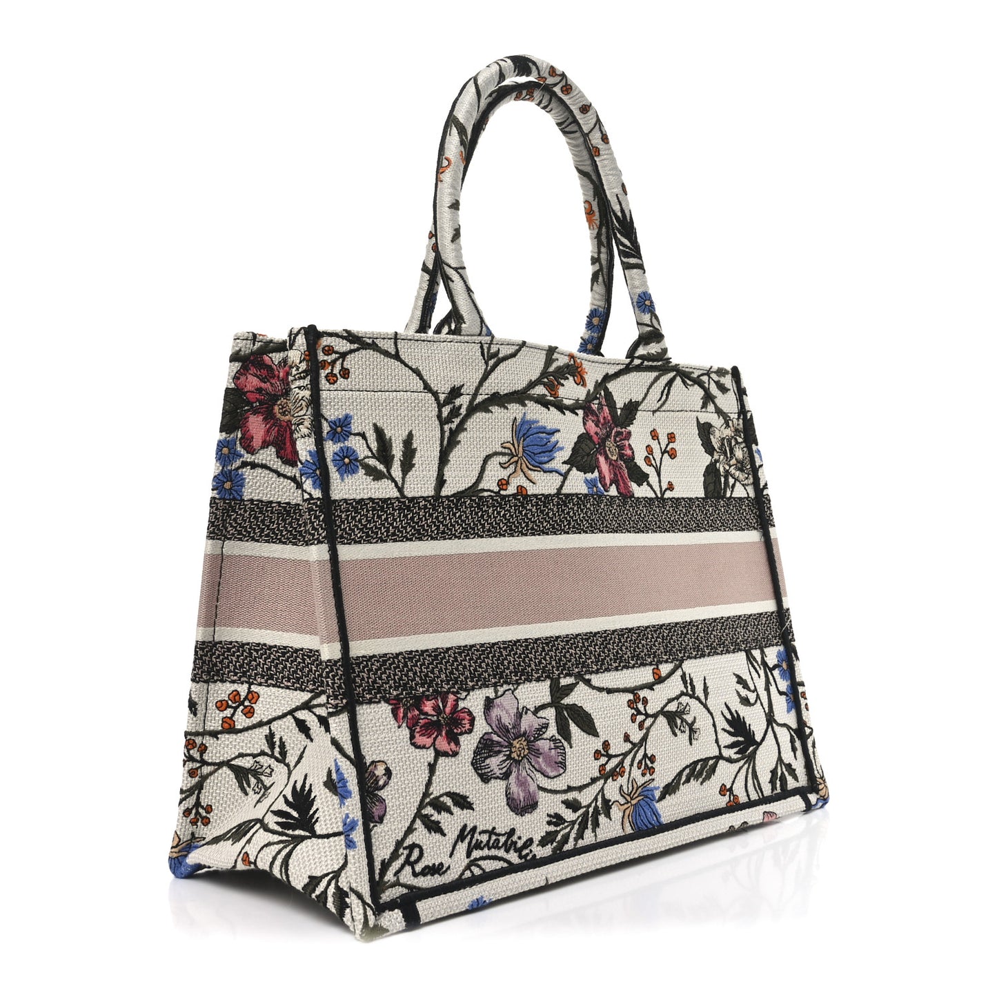 Canvas Embroidered Medium Rosa Mutabilis Book Tote Multicolor