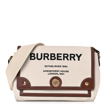 Burberry Canvas Horseferry Print Note Crossbody Bag Natural Tan 1 of 11