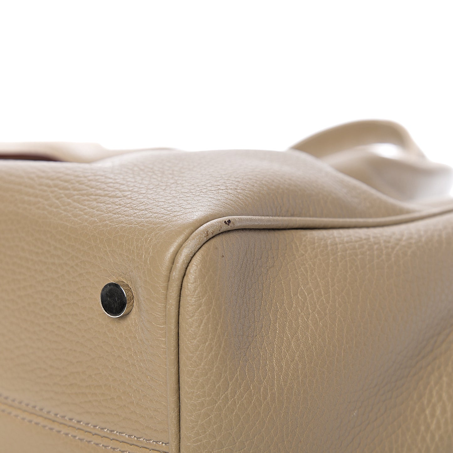 Grainy Calfskin Satchel Beige