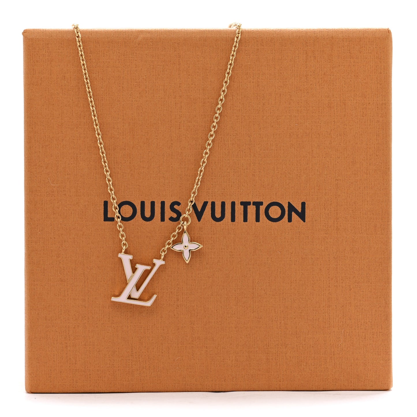 Enamel LV Iconic Necklace Gold Pink