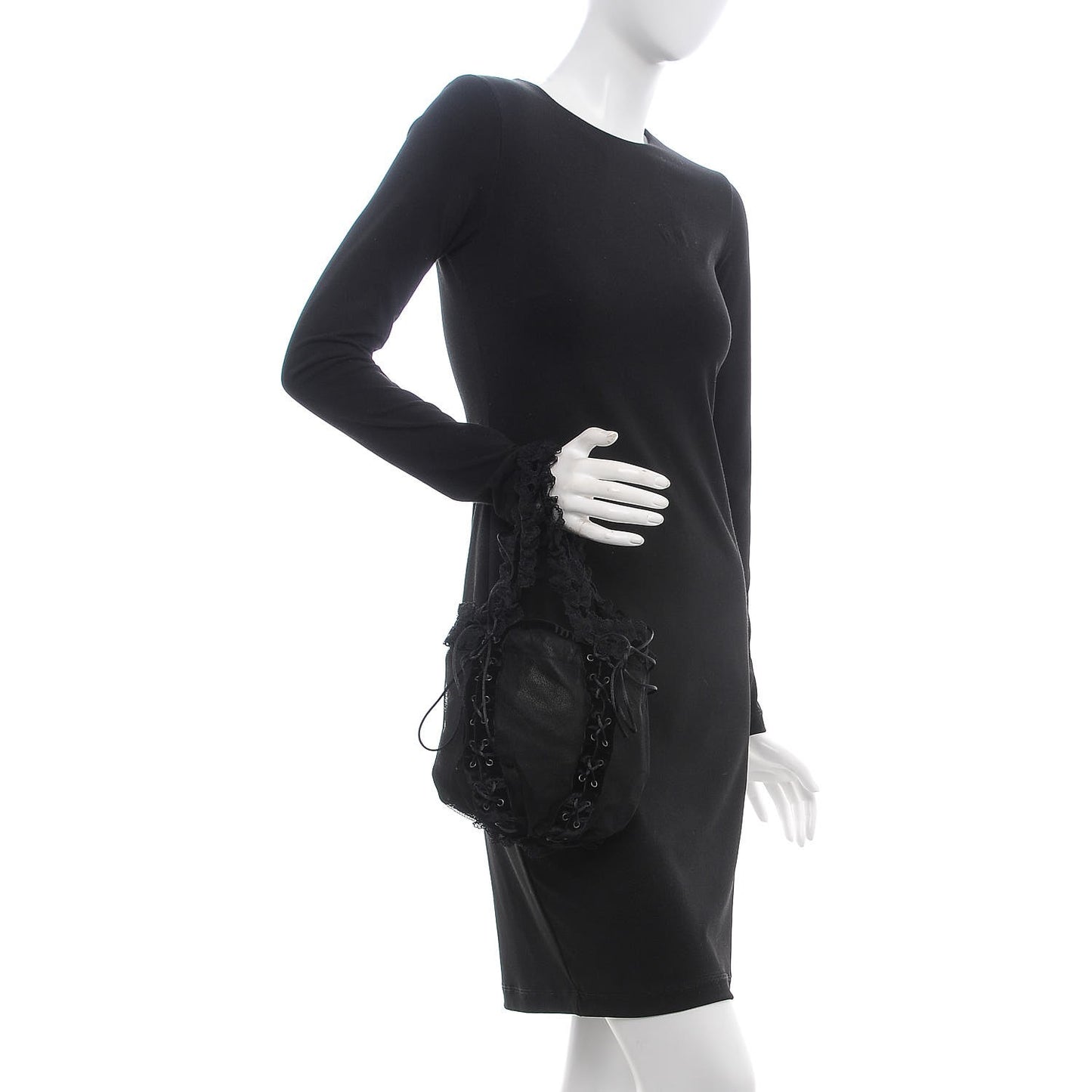 Mesh Lace Up Corset Tote Black