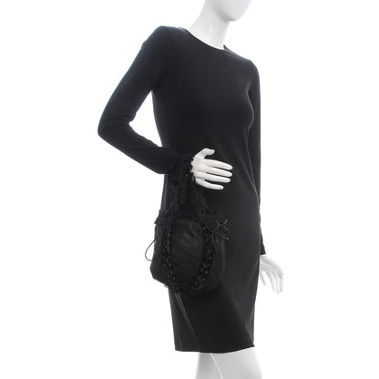 Saint Laurent Mesh Lace Up Corset Tote Black 2 of 7