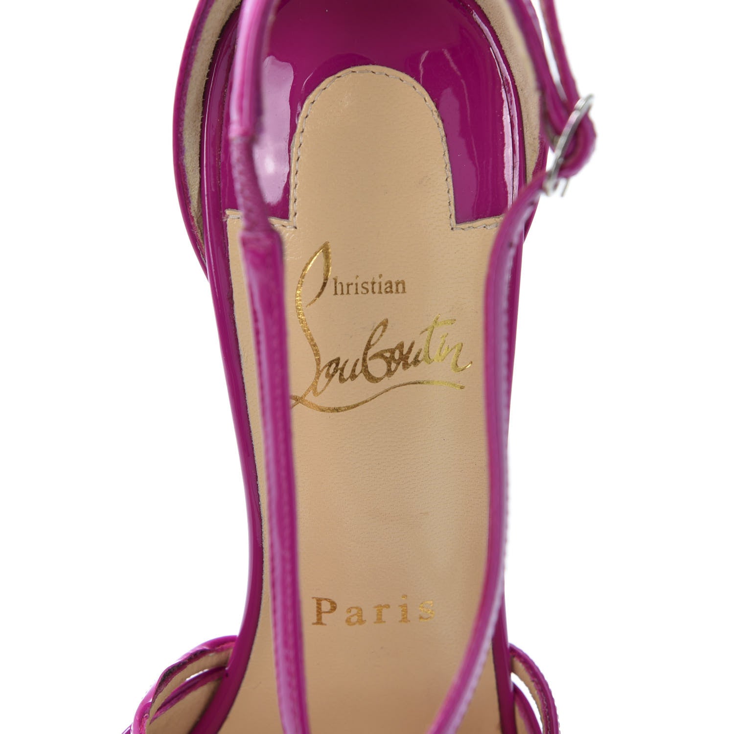 Christian Louboutin Patent Cross Blake 100 Pumps 36 Rose Indien 6 of 8