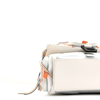 Balenciaga Faux Calfskin Fabric Glow In The Dark Small Sneakerhead Top Handle Bag White Orange 9 of 10