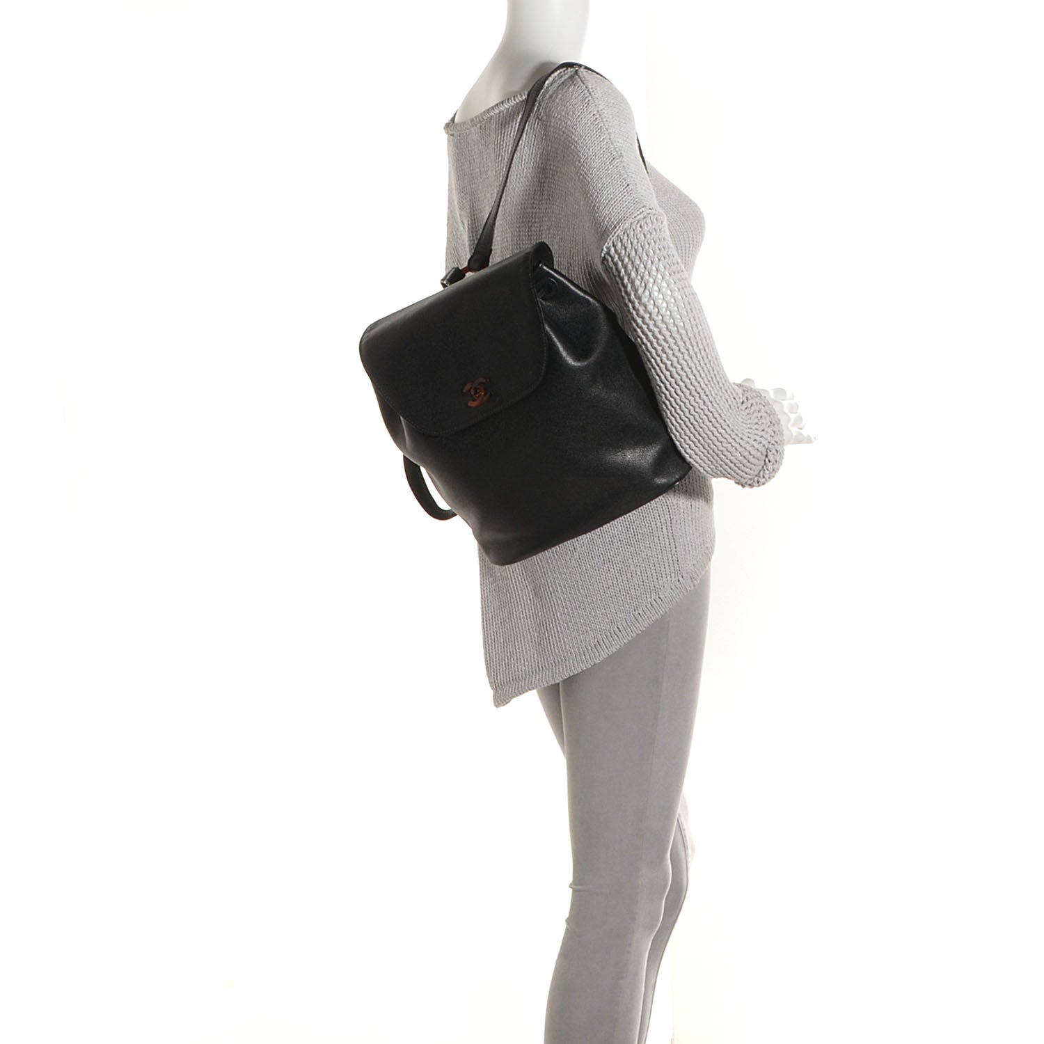 Chanel Grained Calfskin Tortoise CC Backpack Black 2 of 9