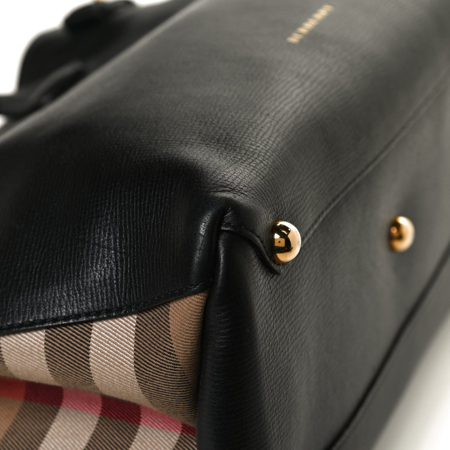 Grainy Calfskin House Check Medium Banner Tote Black