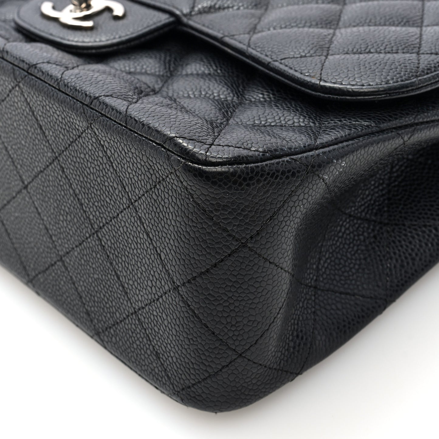 Caviar Quilted Jumbo Double Flap Black