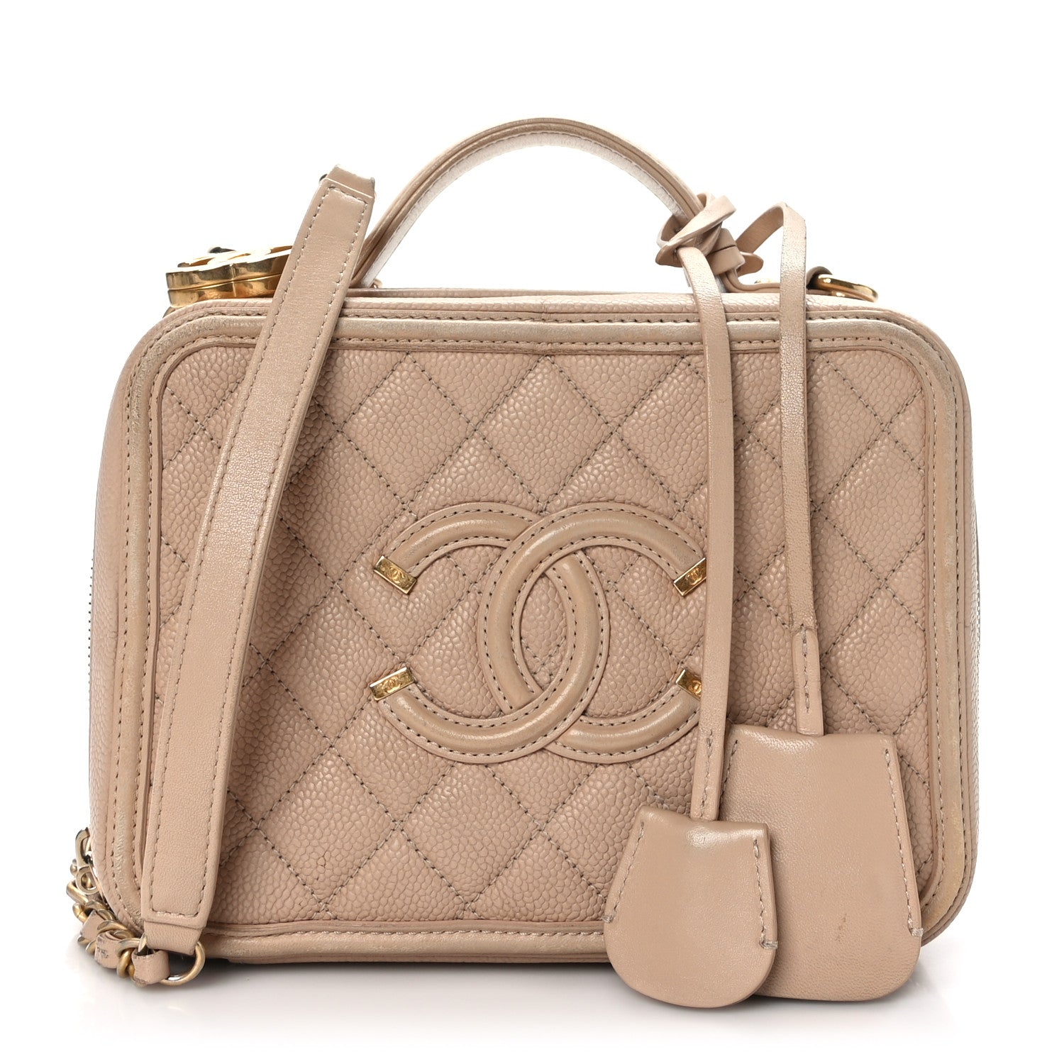 Chanel Caviar Quilted Medium CC Filigree Vanity Case Beige 1 of 9