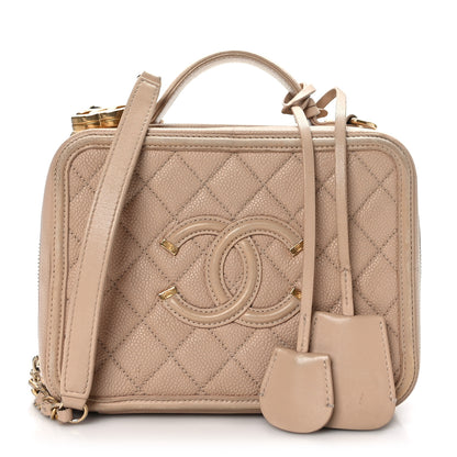 Chanel Caviar Quilted Medium CC Filigree Vanity Case Beige 1 of 9