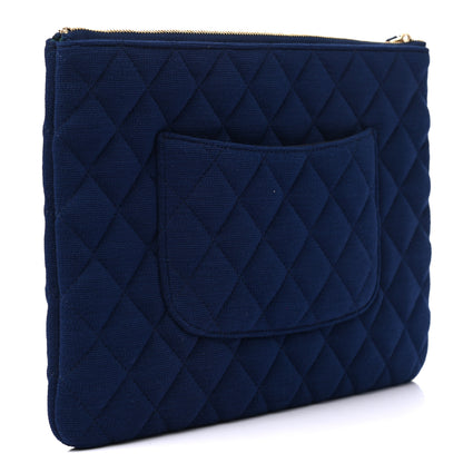 Chanel Jersey Quilted Medium Cosmetic Case Blue 3 of 8