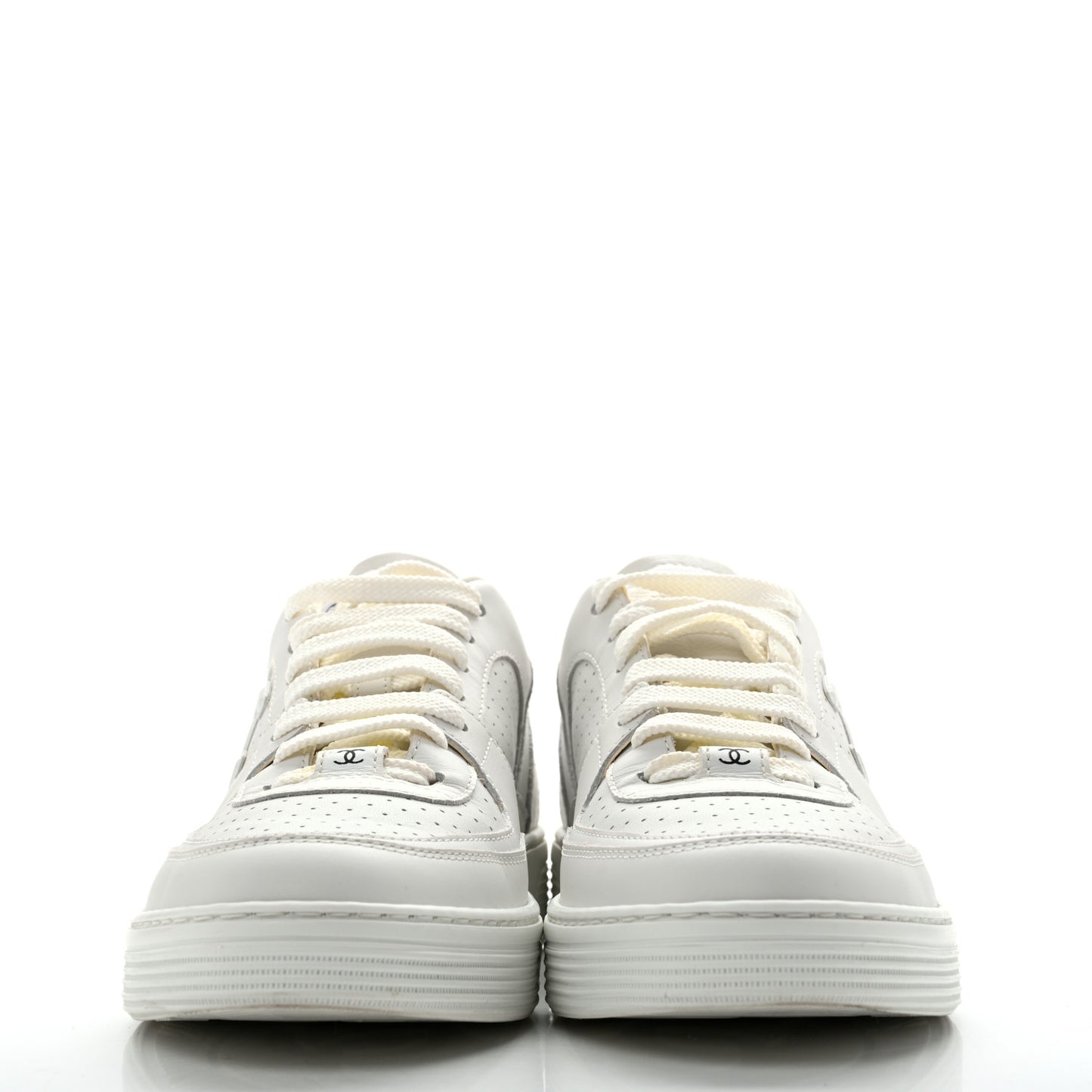 Calfskin CC Womens Sneakers 39.5 White