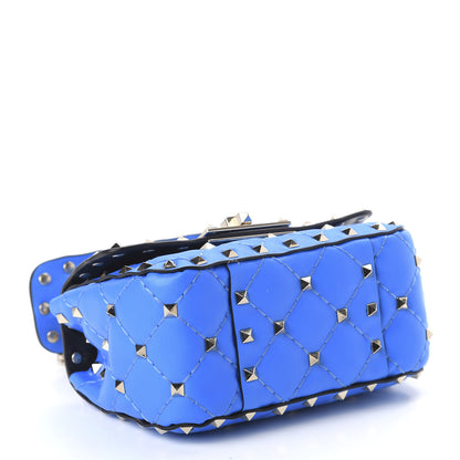 Valentino Garavani Calfskin Micro Rockstud Spike Shoulder Bag Blue Fluo 4 of 9