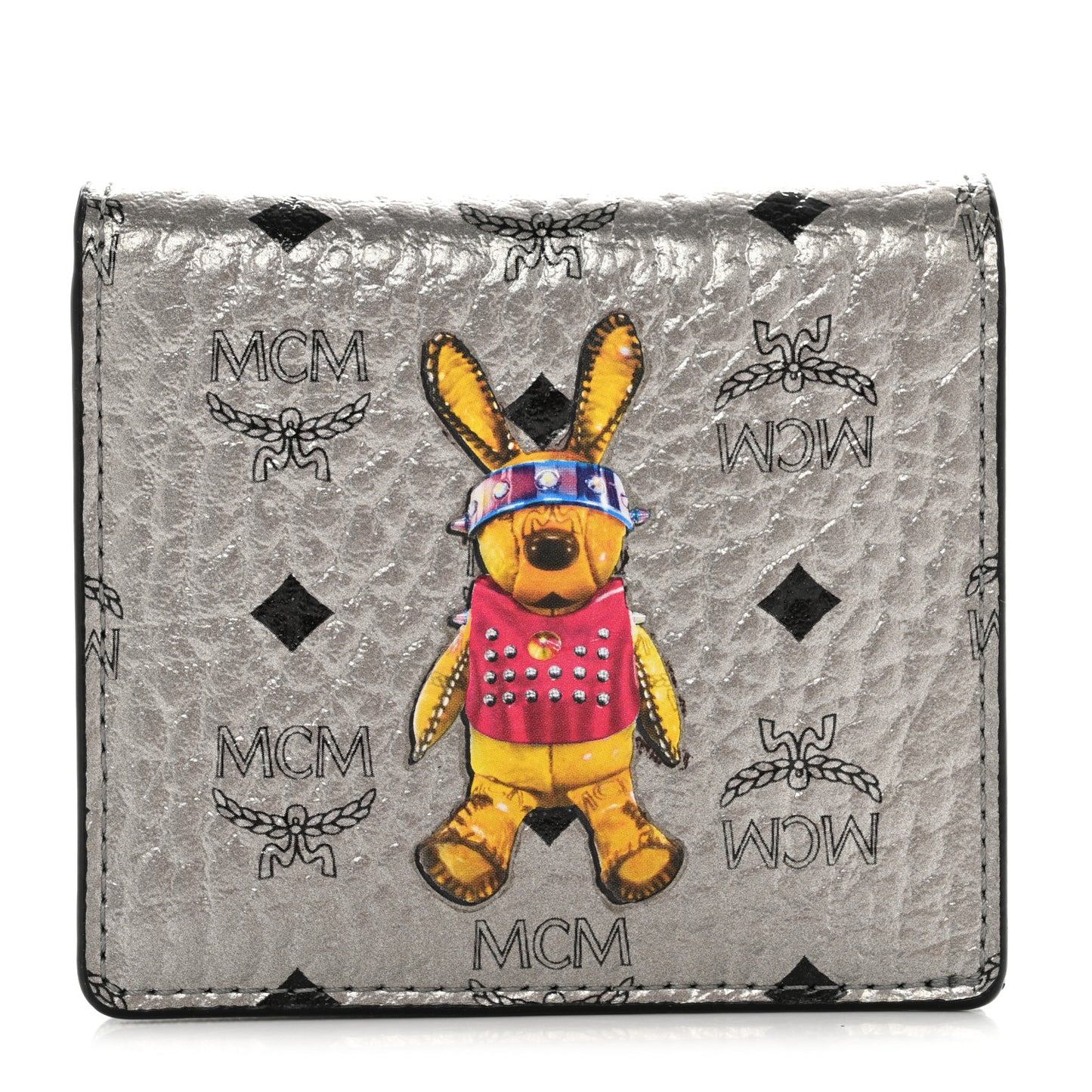 Metallic Visetos Rabbit Bi-Fold Wallet Silver