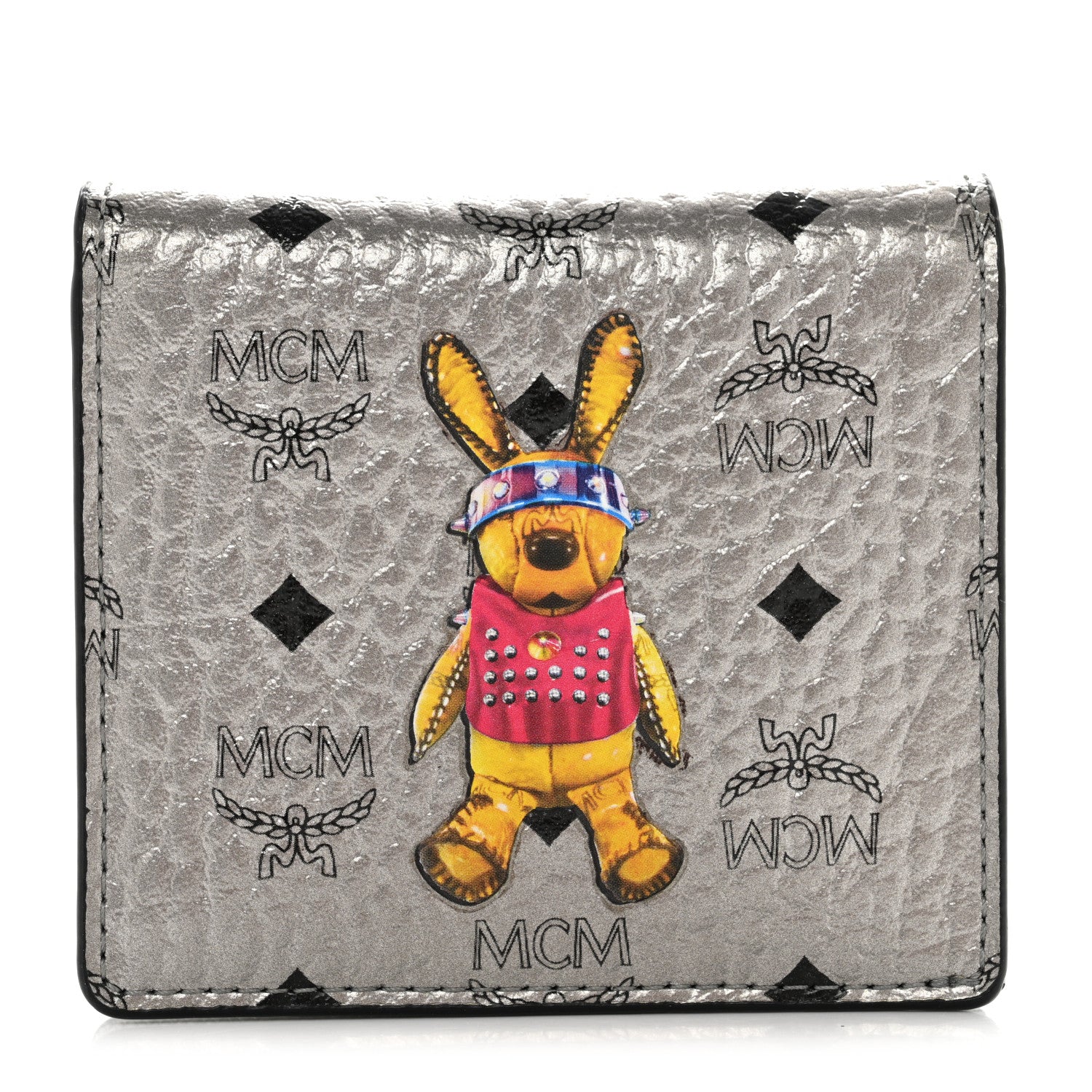 MCM Metallic Visetos Rabbit Bi-Fold Wallet Silver 1 of 8