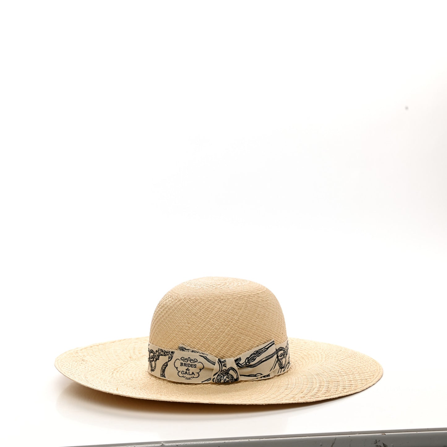 Straw Brides De Gala Panama Carrousel Hat 56 Naturel Ecru Black