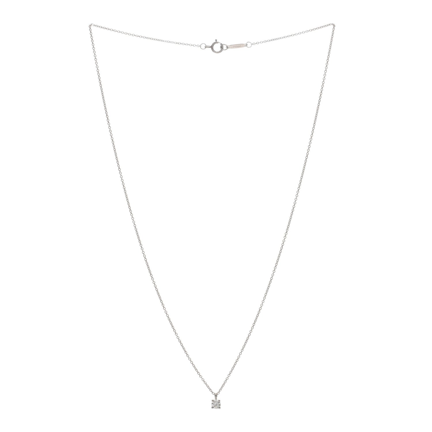 Tiffany Platinum Diamond .17ct Solitaire Pendant Necklace 2 of 4