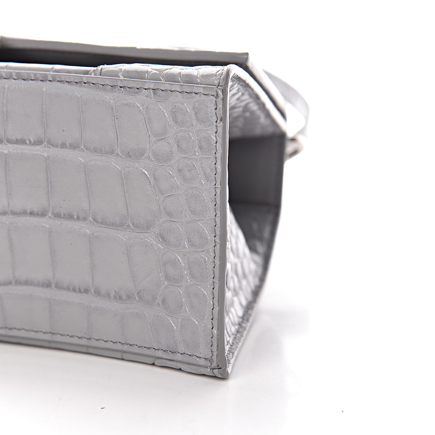 Balenciaga Shiny Calfskin Crocodile Embossed Small Hourglass Top Handle Bag Balenciaga Grey 13 of 15