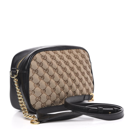 Gucci Monogram Matelasse Diagonal Small GG Marmont Chain Shoulder Bag Beige Black 3 of 10