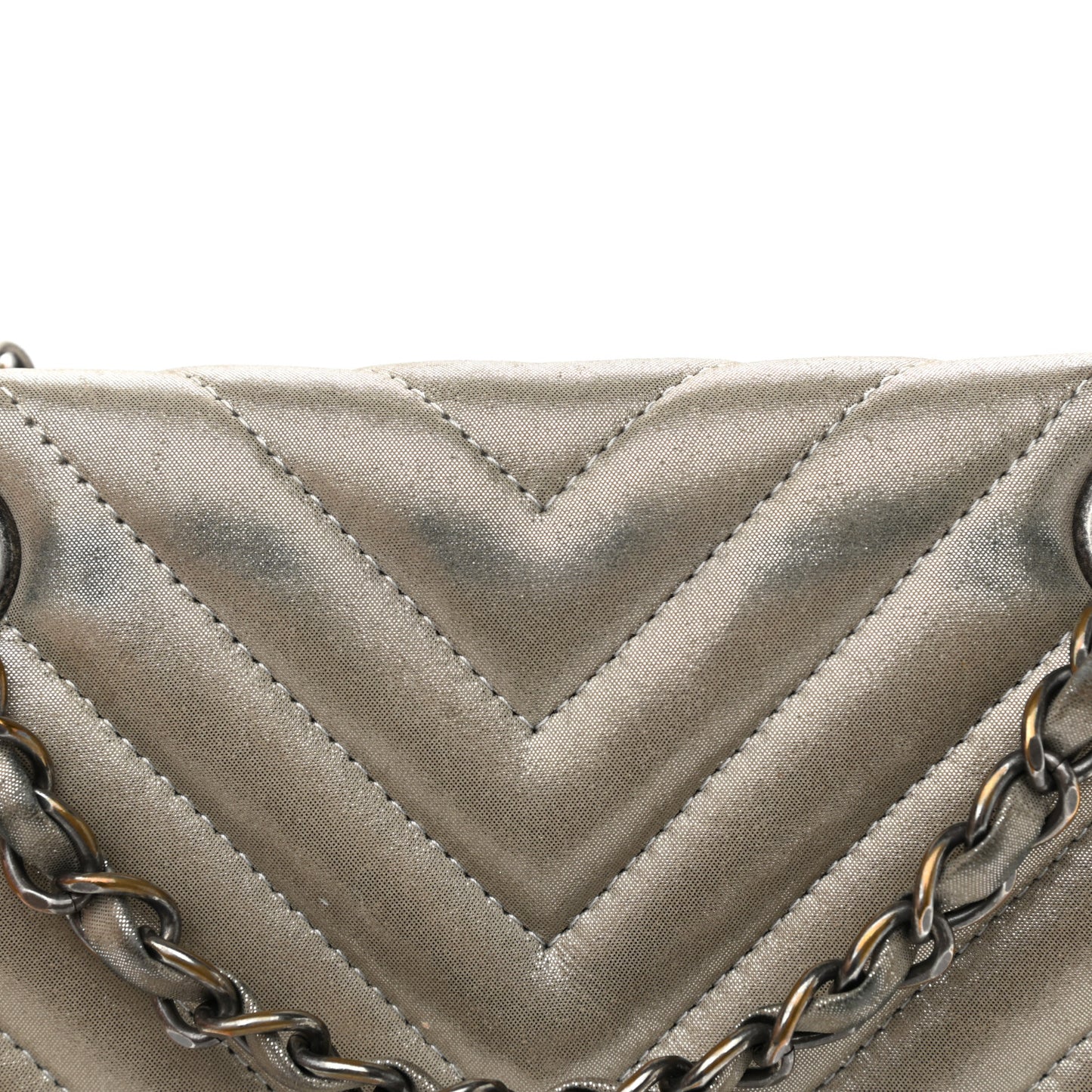 Iridescent Calfskin Chevron Quilted Small Urban Spirit Backpack Silver
