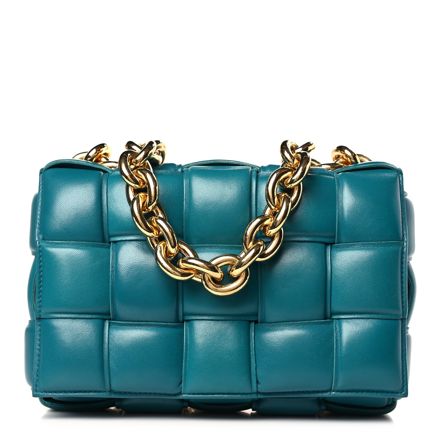 Bottega Veneta Lambskin Maxi Intreccio Padded Chain Cassette Crossbody Bag Mallard 1 of 9