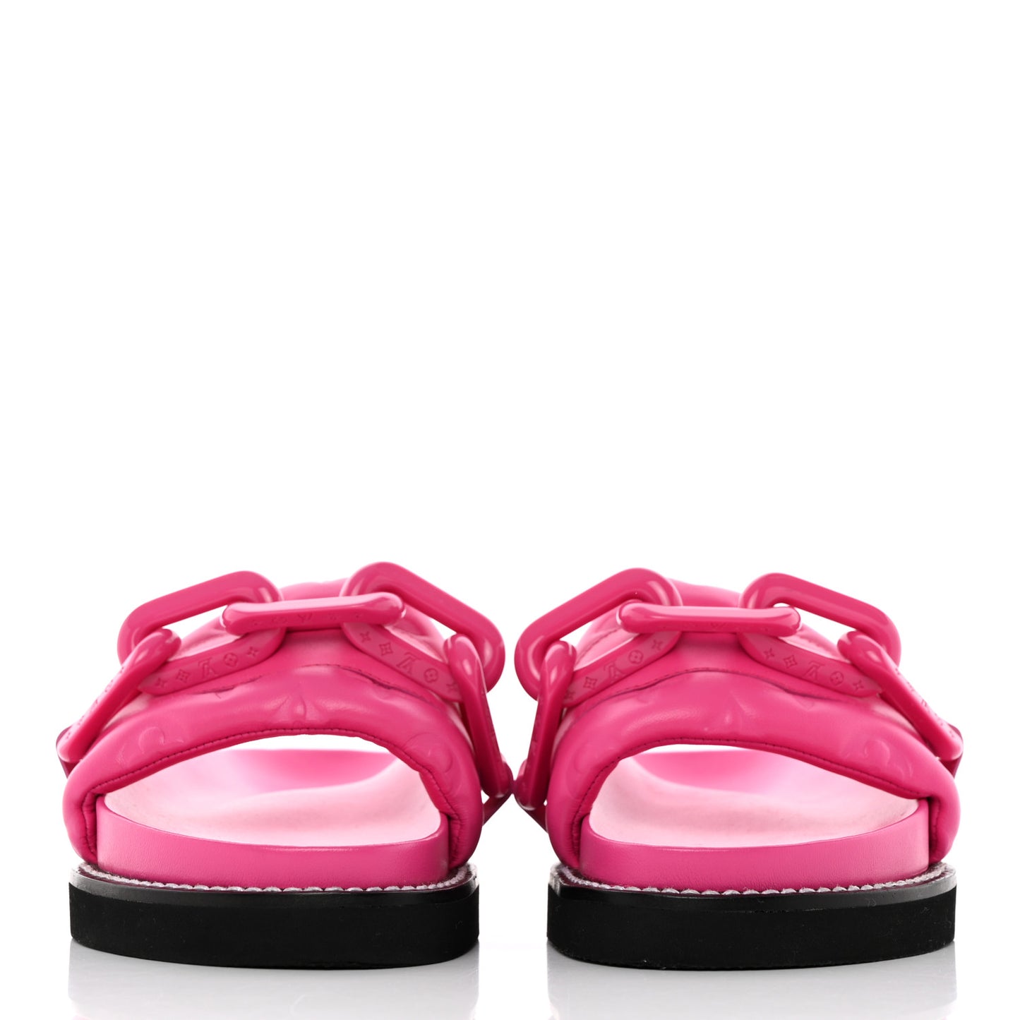 Calfskin Embossed Monogram Sunset Flat Comfort Mule 36 Rose Pop