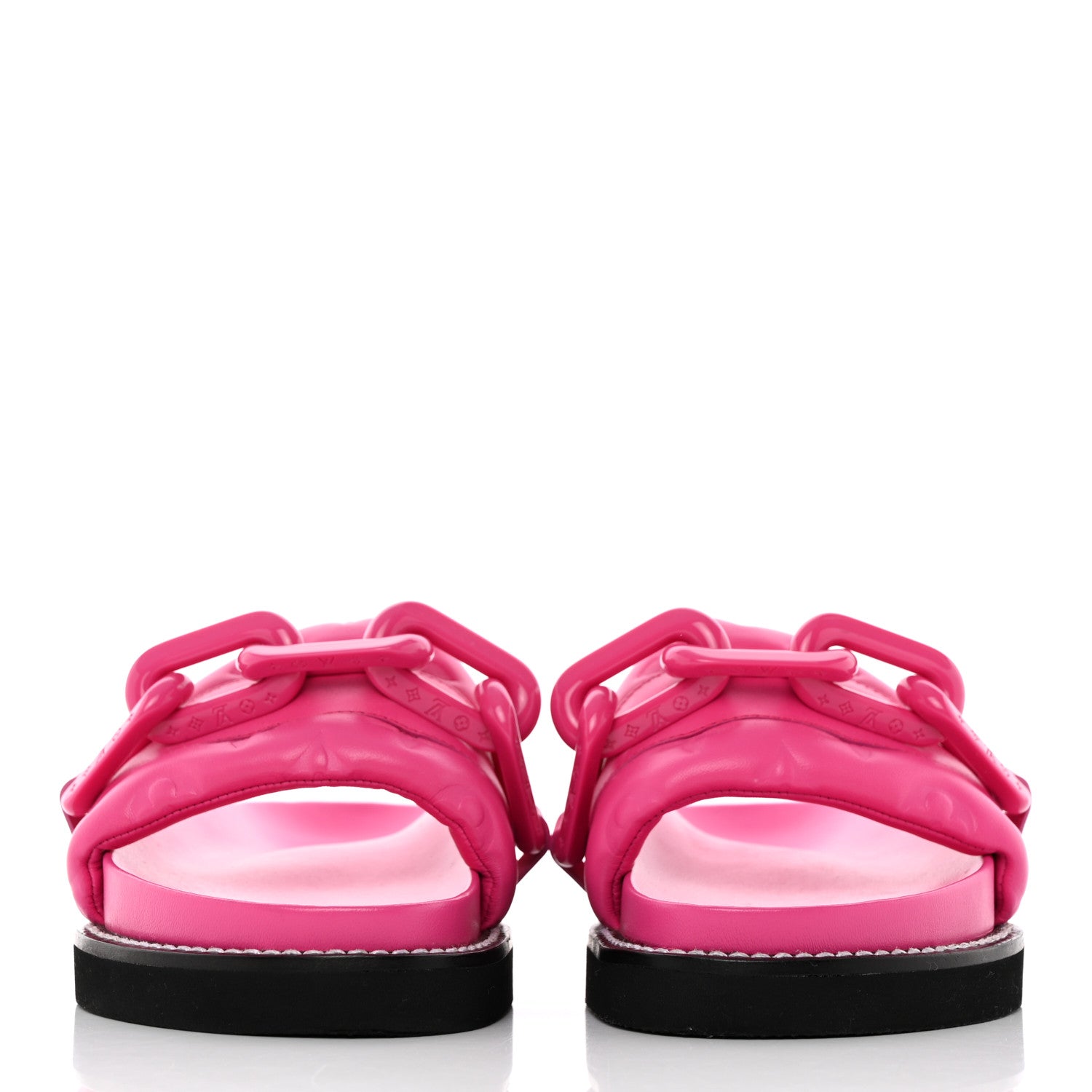 Louis Vuitton Calfskin Embossed Monogram Sunset Flat Comfort Mule 36 Rose Pop 2 of 14