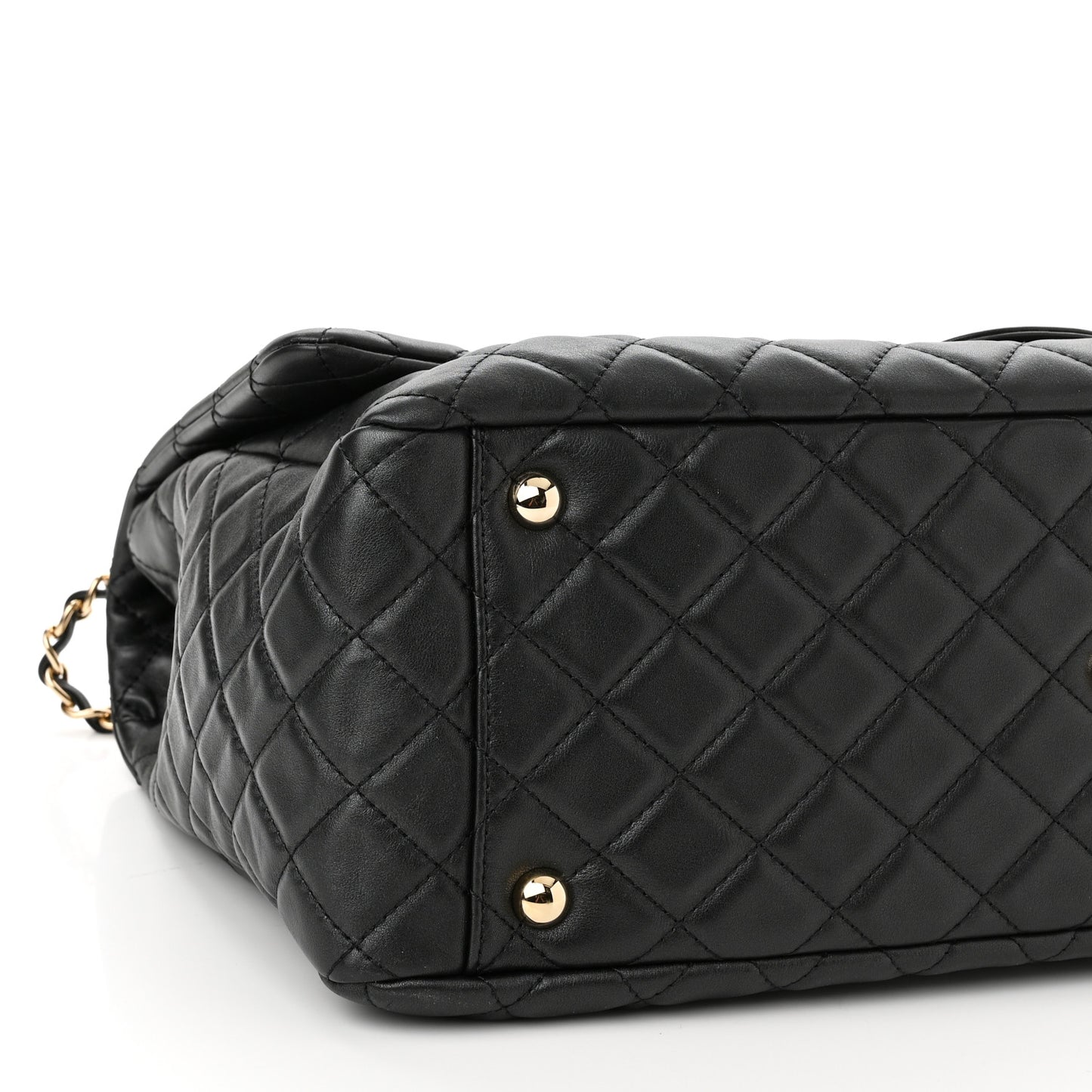 Calfskin Quilted XXL Travel Flap Bag Black