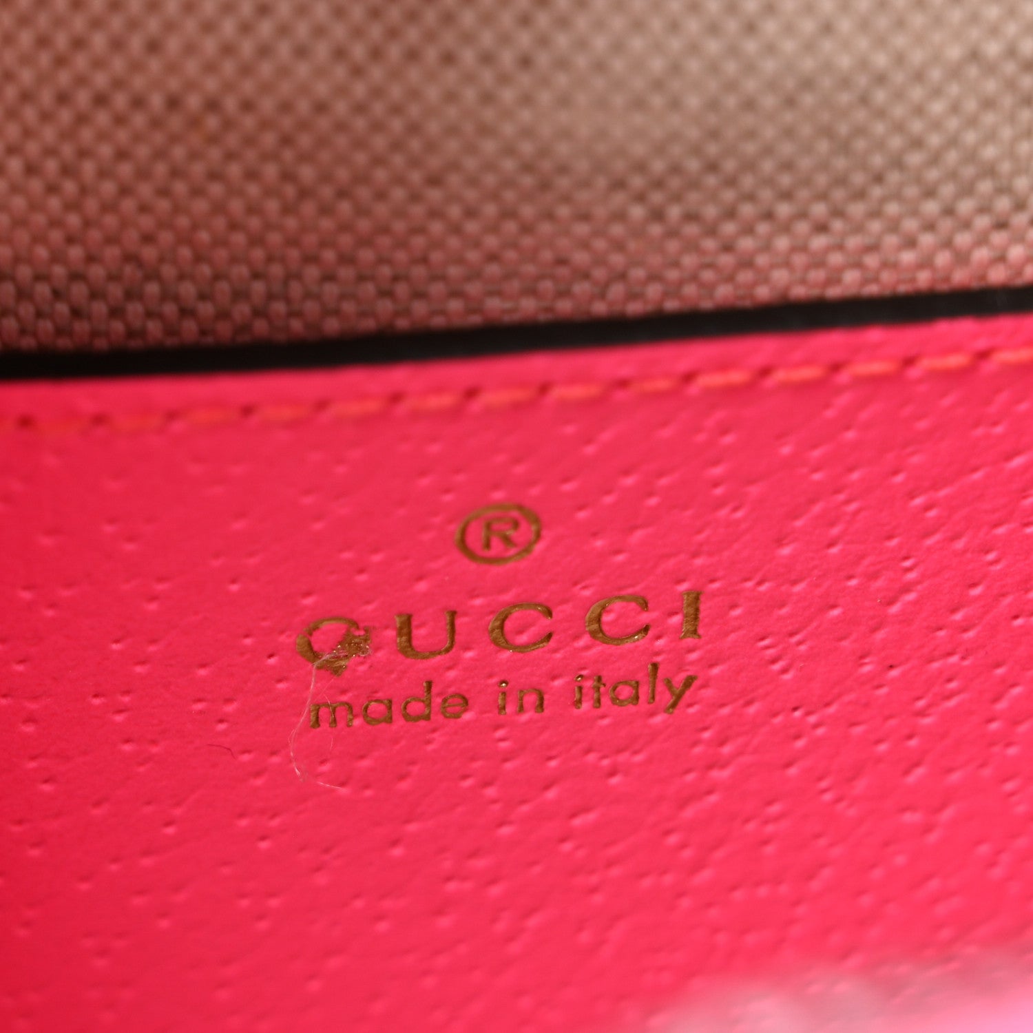 Gucci GG Supreme Monogram Textured Dollar Calfskin Web Ophidia Small Crossbody Bag Beige Ebony Fuchsia 6 of 10