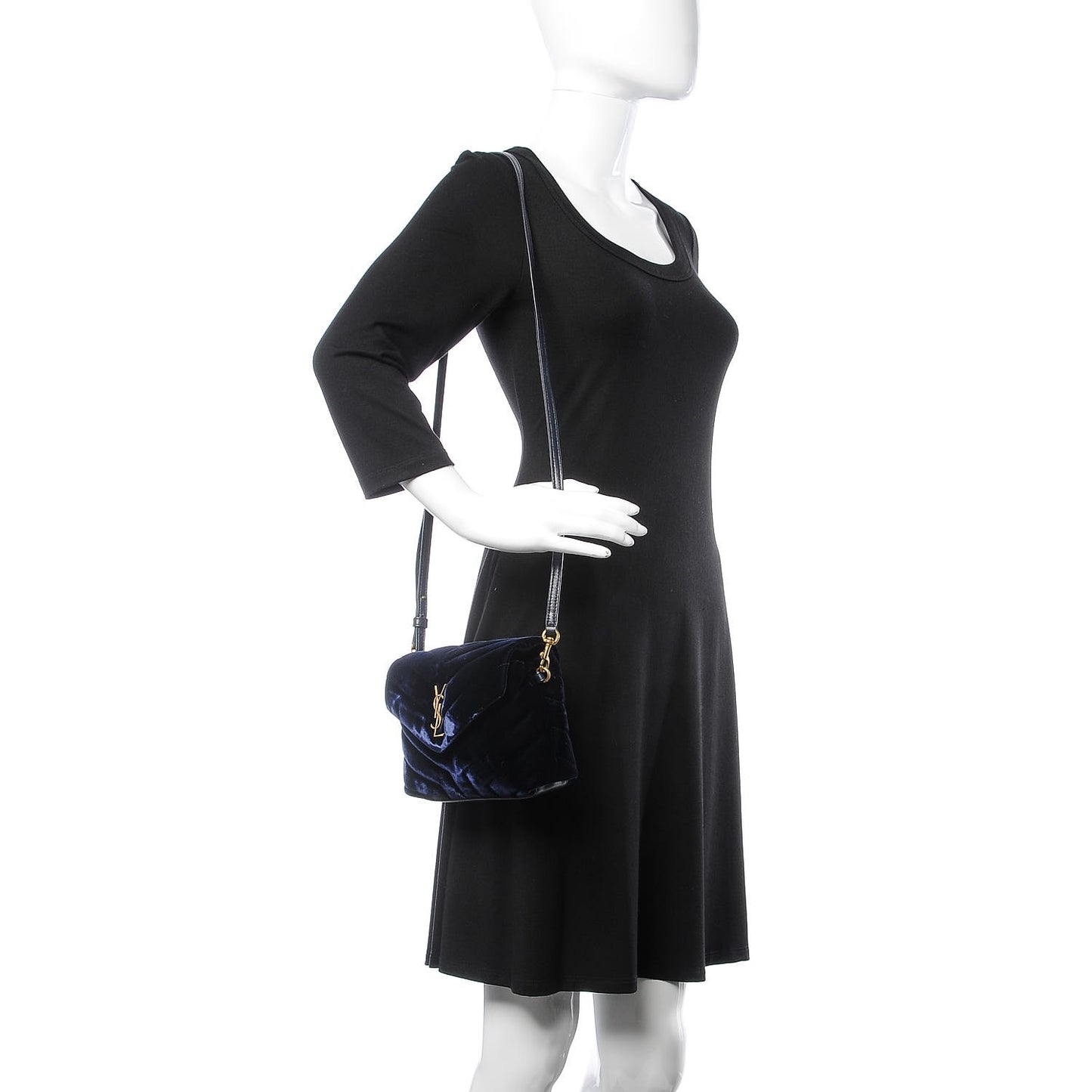 Velvet Y Quilted Monogram Toy Loulou Crossbody Bag Navy