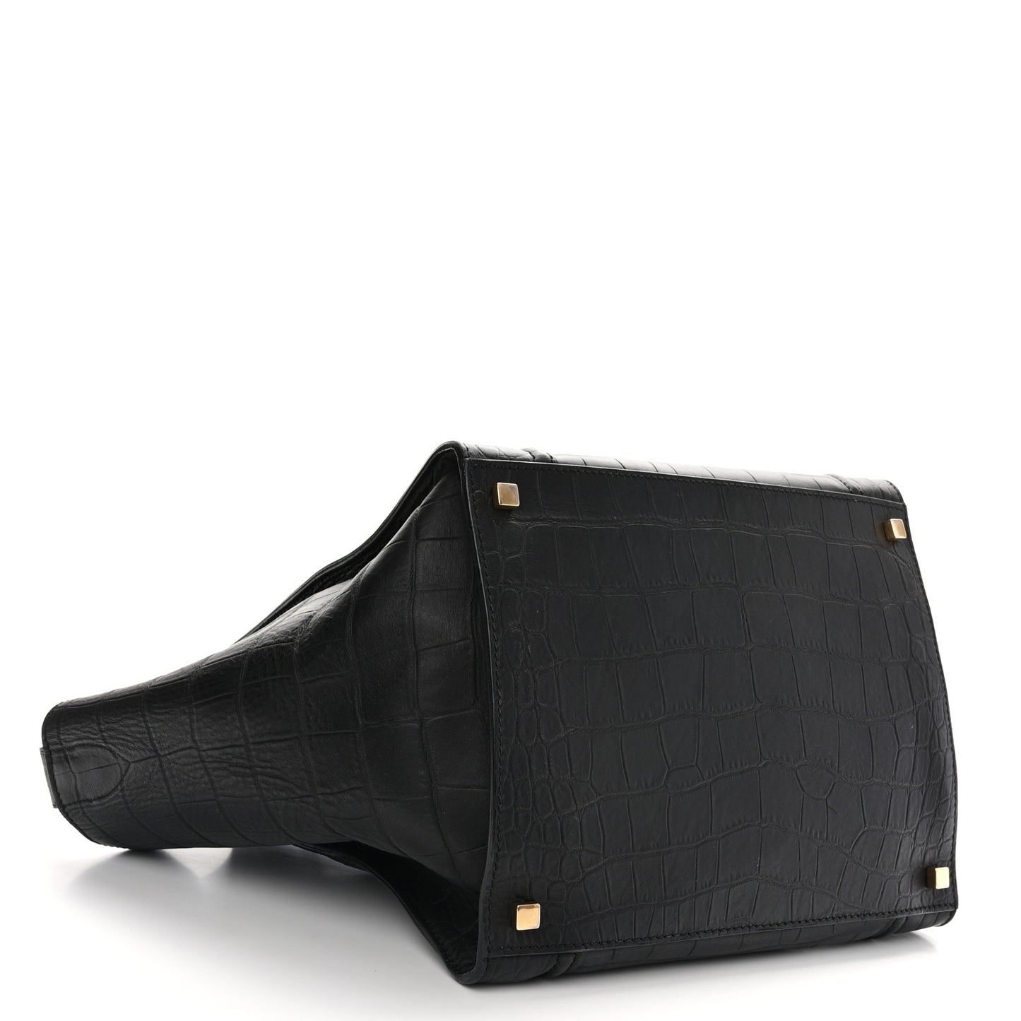 Crocodile Embossed Calfskin Medium Phantom Luggage Black