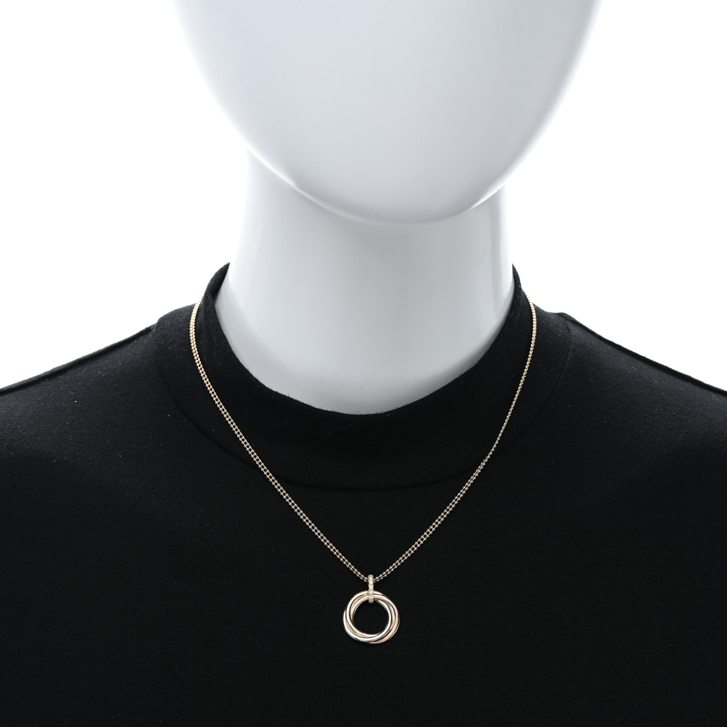 18K Pink White Yellow Gold Diamond Trinity Pendant Necklace