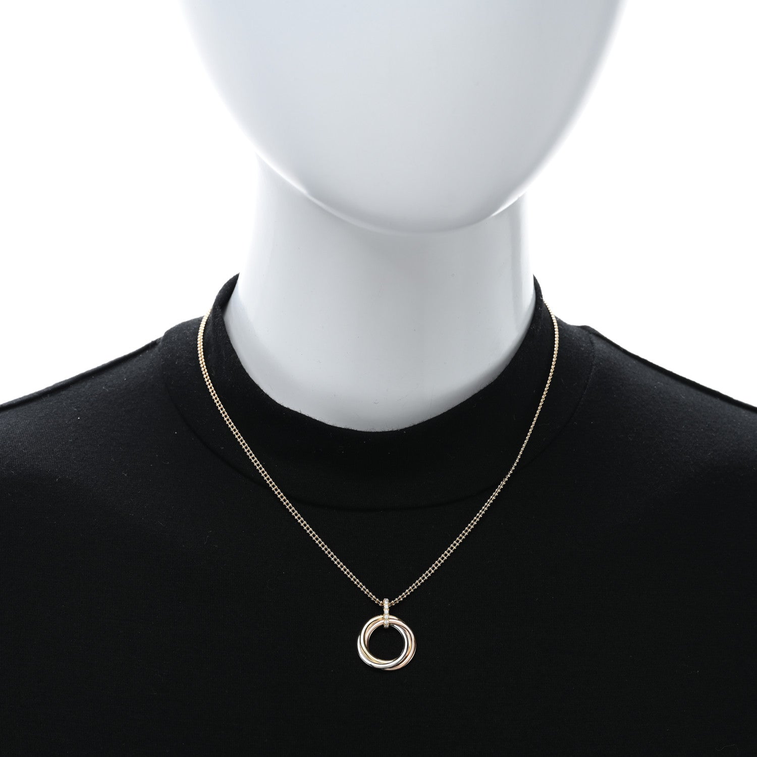 Cartier 18K Pink White Yellow Gold Diamond Trinity Pendant Necklace 2 of 5