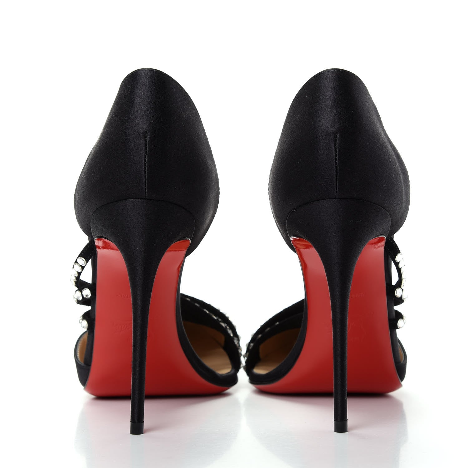 Christian Louboutin Crepe Satin Strass Antinorina 100 Pumps 37 Black 7 of 9