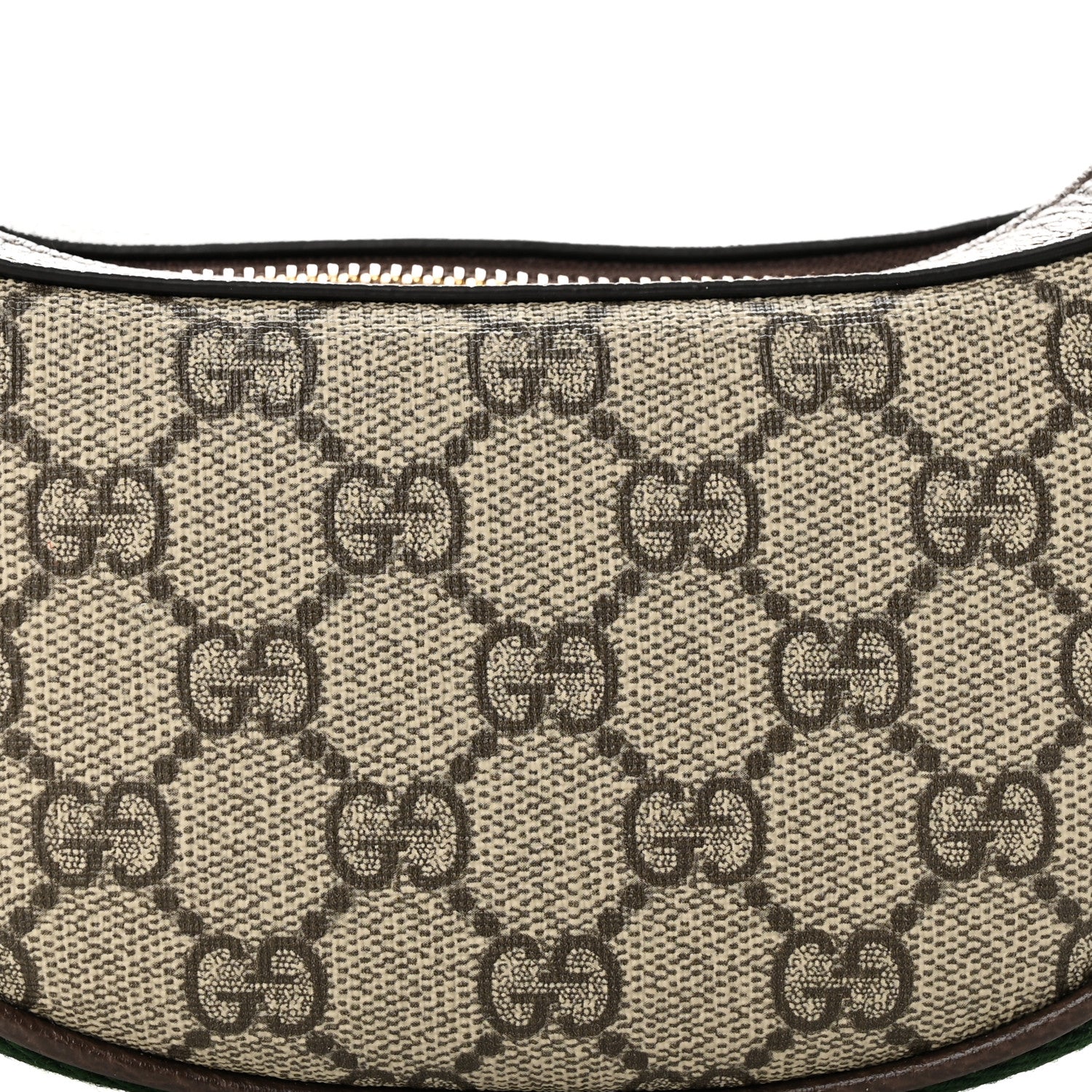 Gucci GG Supreme Monogram Textured Calfskin Web Mini Ophidia Half Moon Hobo Beige Ebony New Acero 8 of 11