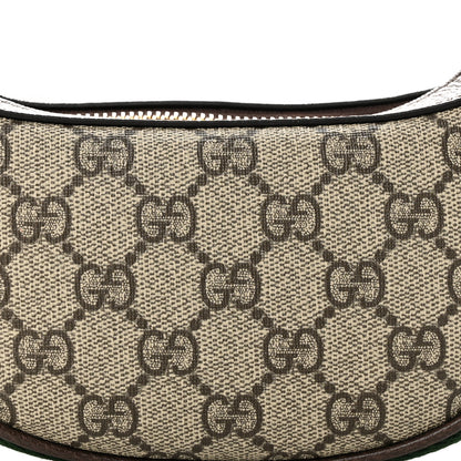 Gucci GG Supreme Monogram Textured Calfskin Web Mini Ophidia Half Moon Hobo Beige Ebony New Acero 8 of 11