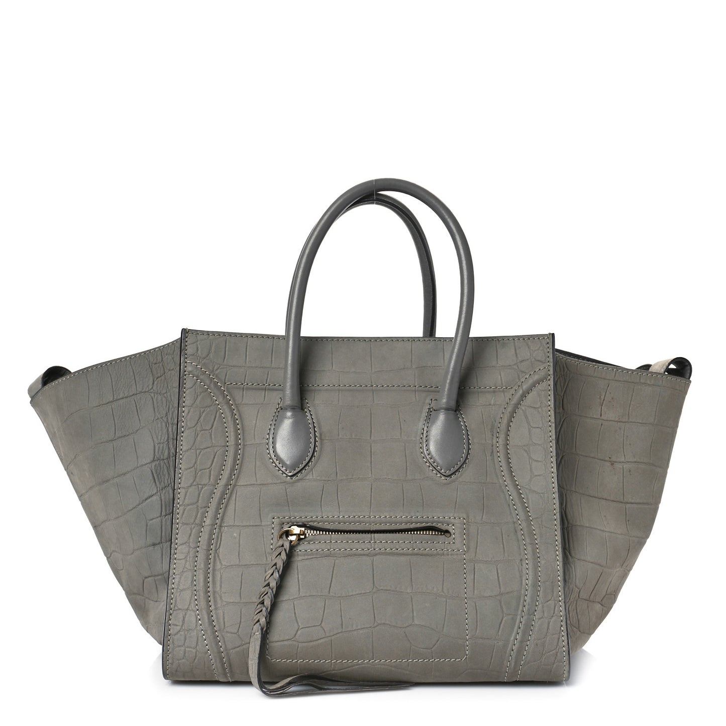 Crocodile Embossed Nubuck Medium Phantom Luggage Grey
