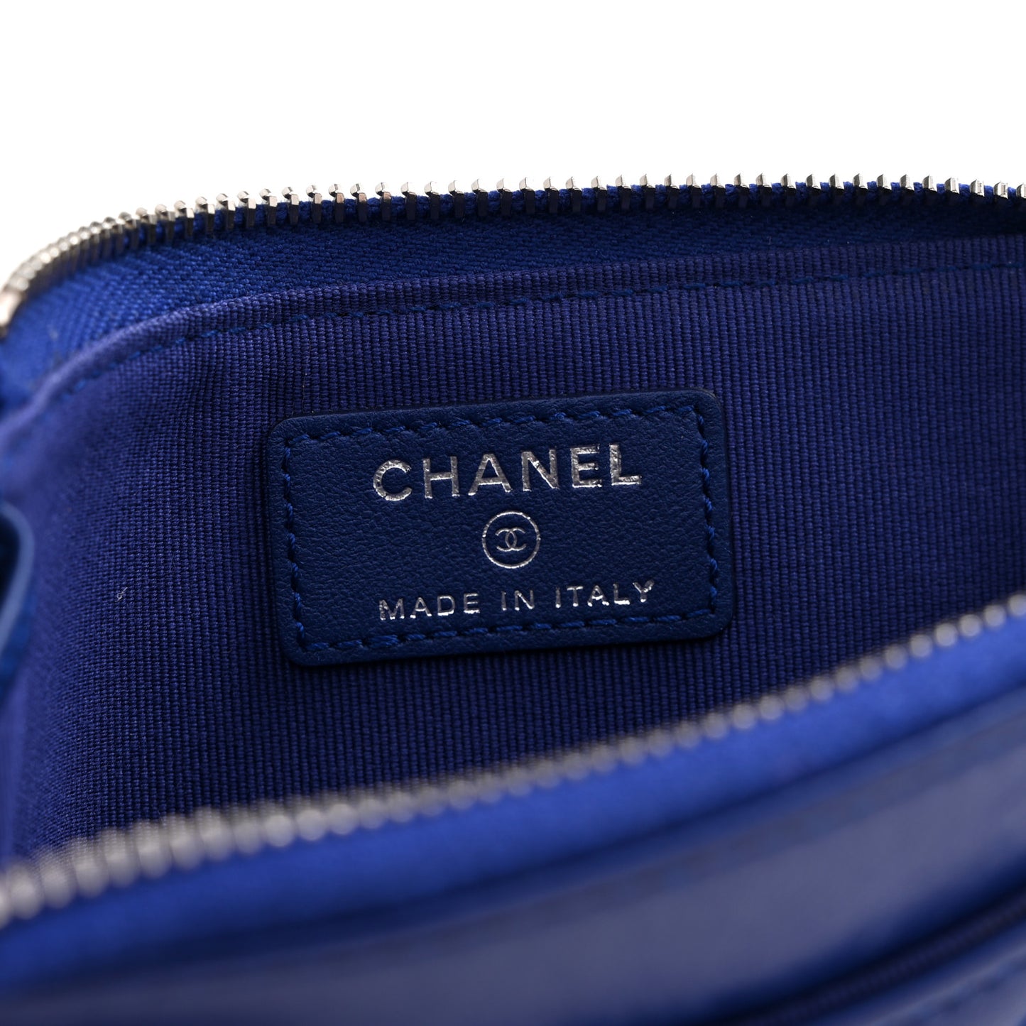 Lambskin Quilted CC Zip Around Card Holder Blue