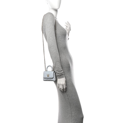 Chanel Caviar Quilted Nano Coco Handle Clutch With Chain Light Blue 2 of 11